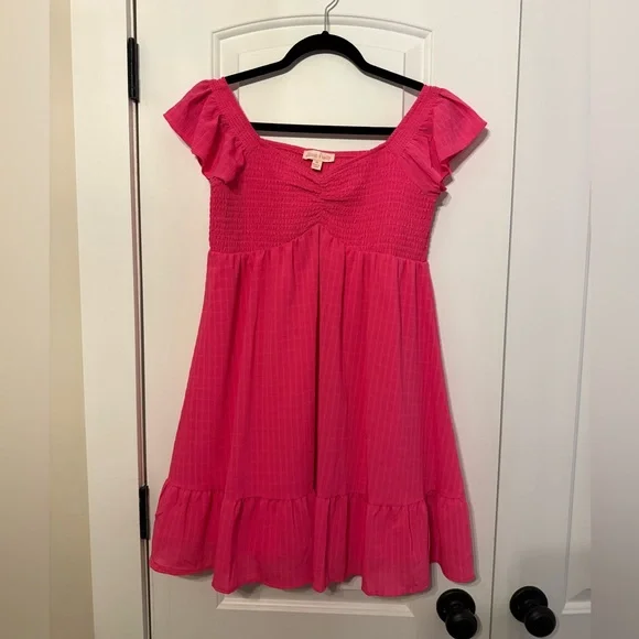 Adorable Pink Ruffled Girls Size 16 Dress - Picture 1 of 5